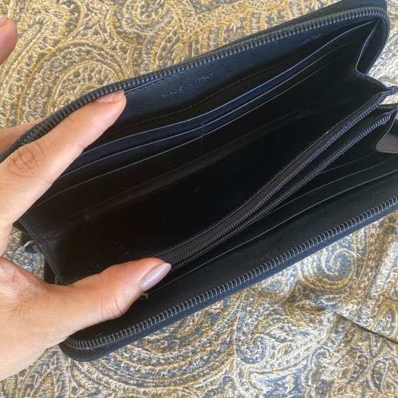 PRADA Logo Plate Long Wallet Tessuto Nylon Saffiano Leather Auth w/Card - Picture 9 of 17